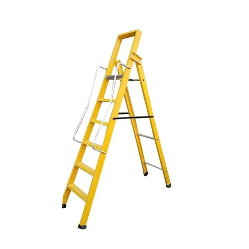 FRP Industrial Ladder - 6 Feet, 5 Steps, Color Coated, Portable & Foldable with Locking Facility - Easy to Use