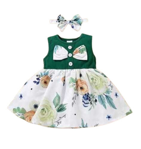 Printed Sleeveless Baby Dresses 