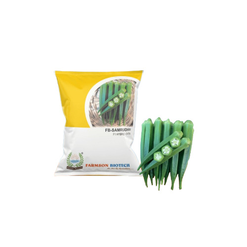 -Samruddh F1 Hybrid Okra Seeds - 12-14 cm Length, Dark Green Color | Medium Tall Branching Habit, 99% Purity, Tender Fruits, 45-50 Days to Harvest, Tolerant to YVMV & ELCV