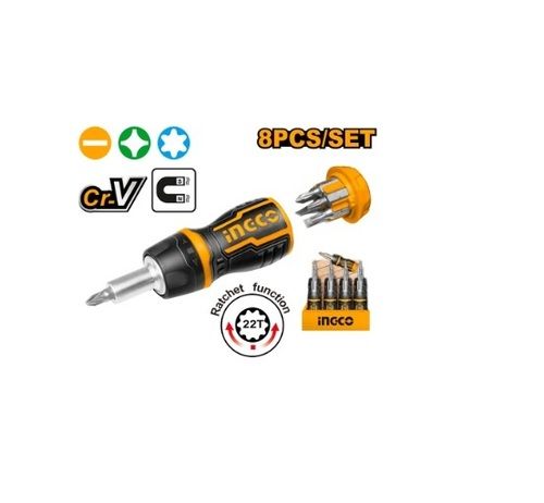 Ingco AKISDS1728 8-in-1 Stubby Ratchet Screwdriver Set