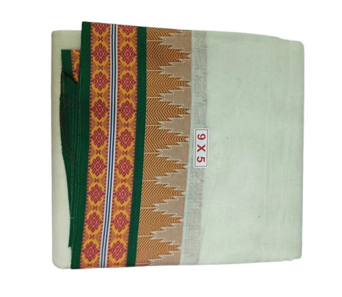 9 X 5 Feet Cotton Blend Border Dhoti - Color: Multi Color
