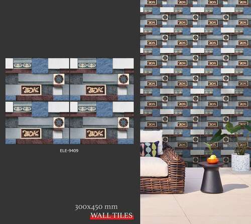 Ceramic Elevation Tiles - Size: 1x1.5 Feet (300x450 mm), Color: Brown, Surface Finish: Glossy | 6 Tiles Per Box, Rectangular Shape, Decor Design