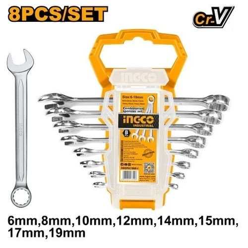 Ingco HKSPA1088 8-Piece Combination Spanner Set 6-19mm