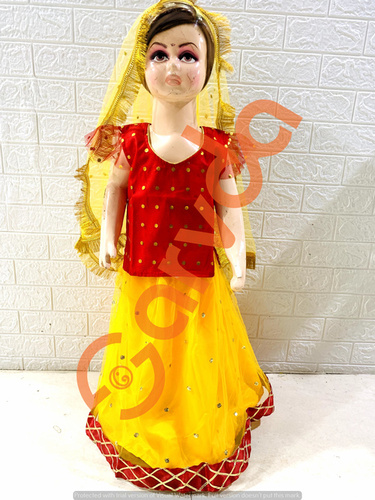 Radha Rani Lehenga - Size S Red and Yellow Color | Elegant Traditional Kids Fancy Dress with Dupatta for Cultural Events