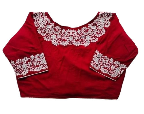 Ladies Maroon Embroidered Blouse 