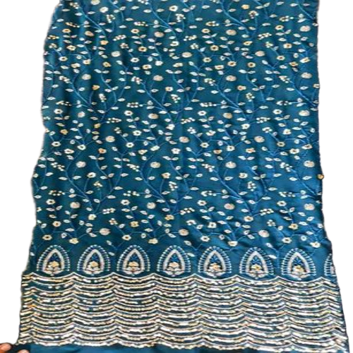 Blue Design Printed Fabric - Dobby Style Multicolour Bleached Embroidered Texture | Machine Wash Seamless Finish Shrink-Resistant
