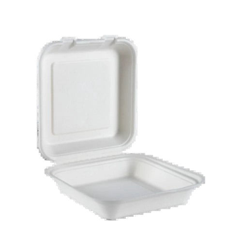 White Color Plain Pattern Square Disposable Plates With Cover