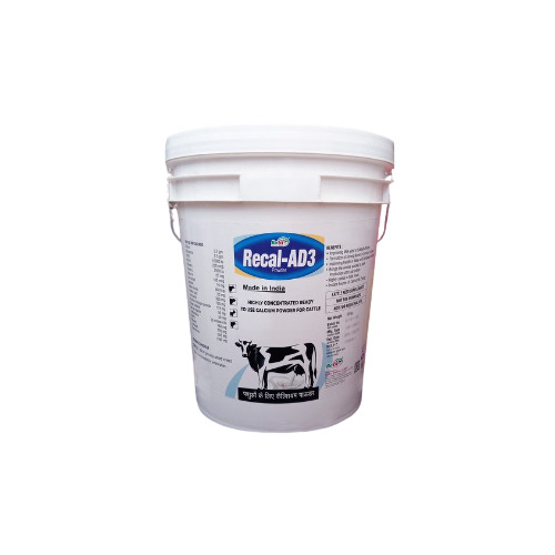 Recal-Ad3 Calcium Powder - 20 Kg | 100% Water Soluble Boosts Strength and Milk Production Prevents Milk Fever Enhances Bone Growth Supports Overall Animal Health