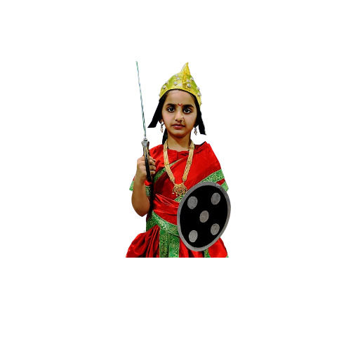 Kids Rani Lakshmi Bai Red Marathi Saree Dress Costume Without Accessories for 2 to 18 Years Age Group