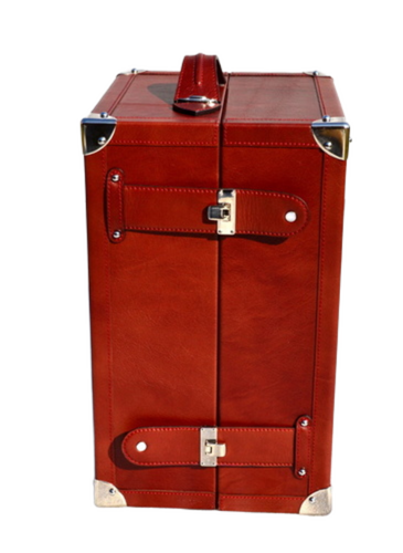 Leather Trunks - Leather 85% & Wood, Red Vintage Design | Storage, Seating, Decorative Use