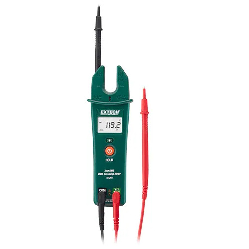 MA260 True RMS 200A AC Open Jaw Clamp Meter - Black and Red Design | Non-Contact Voltage Detection UL Listed CAT IV 600V Safety Rating Digital Display Includes Test Leads and Batteries