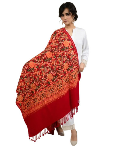 Embroidery Ladies Shawls - Color: Red