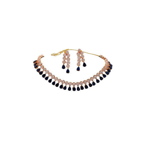 Black Color American Diamond Chokar Necklace Set