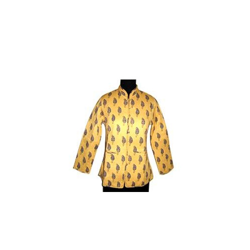 Ladies Printed Jackets - Regular Fit, Hand Washable, Yellow Color with Full Sleeves, All Ages