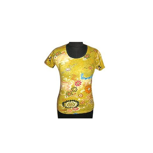 Ladies Round Neck Casual Printed T-Shirt - Multi Color, Cotton & Linen Blend, Sizes Small to XL, Short Sleeves, O-Neck Style