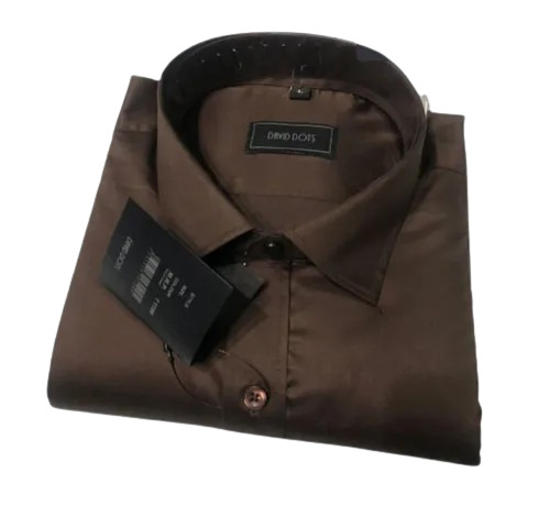 Satin Shirt - Flannel Fabric Customized Size Brown Stripes | Classic Collar Full Sleeves Anti-Wrinkle Breathable Features