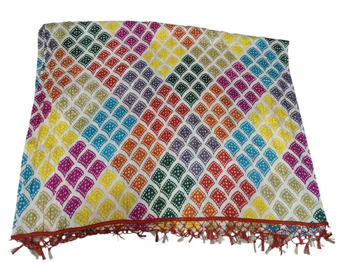 Multi Color Chinnon Crush Dupatta - Length 2.30 Meters, Easy Washable, Printed Pattern | Multi Seasonal Use, Customized Size