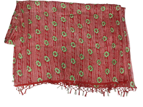 Red Printed Chinnon Crush Dupatta - Length-2.30m, Multi Color Bandhej Print, Easy Washable, Casual Occasion, All Season, Customized Size