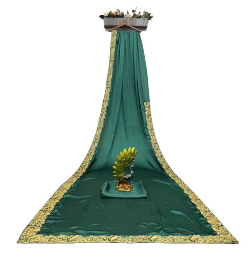 Green Silk Saree - 5.5 Meter Length with Unstitched Blouse Piece | Fade, Wrinkle, Tear Resistant, Breathable, Lightweight, Comfortable