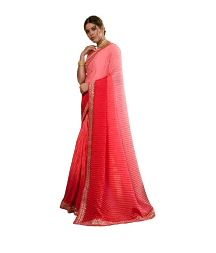 Ladies Maroon Designer Embroidered Silk Saree For Party Wear