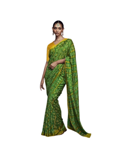 Printed Silk Saree - 5.5 Meter Length with Unstitched Blouse Piece, Lightweight and Breathable Fabric with Fade, Wrinkle, Shrink, and Tear Resistance