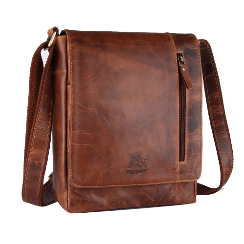 Pure Leather Messenger Bag - Standard Size, Brown Color | Attractive Design, Durable and Comfortable, Polished Finish