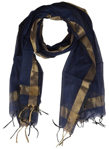 Blue Ladies Chanderi Dupatta - Cotton, Length-2.5m, Plain Pattern | Handwash, All Season, Customized Size, Washable