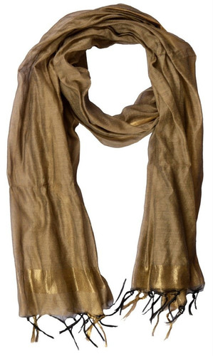 Brown Ladies Chanderi Dupatta - Cotton, 2.5m Length, Plain Pattern | All Season, Customized Size, Handwash Fabric, Washable