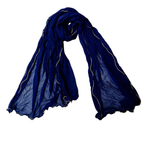 Ladies Blue Chiffon Dupatta - 2.5m Length, Handwash Care | Plain Pattern, Custom Size, All Season Use, Washable Comfort