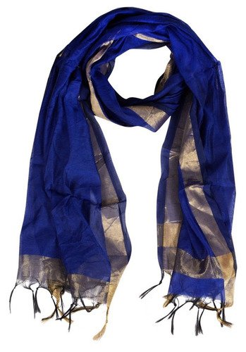Light Blue Cotton Dupatta - Length: 2.5m, Plain Pattern for Casual Wear | Breathable, Wash Care: Handwash, All Season Use