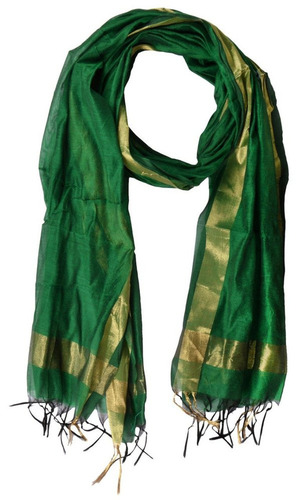 Light Green Ladies Chanderi Dupatta - Cotton Fabric, Length 2.5m, Plain Pattern | All Season, Washable, Customized Size for Casual Wear