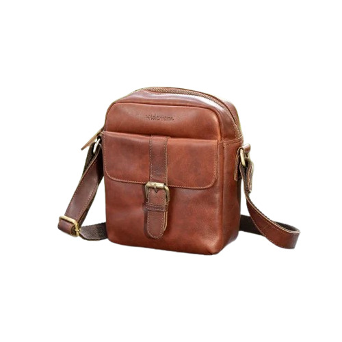 Mens Leather Messenger Bags - Polished Brown Leather, Customized Size | Durable, Comfortable, Attractive Design