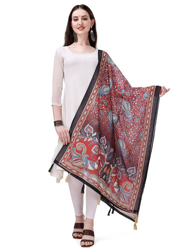 Multi Color Printed Ladies Kalamkari Dupatta - Fabric Silk, 2.3 Meter Length, 36 Inch Width | Washable, All Season, Customized Size, Digital Print