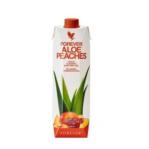 Forever Aloe Peaches Gel - 1 Liter Bottle 100% Pure Organic Liquid Medicine for Personal Care & Anti-Bacterial Use