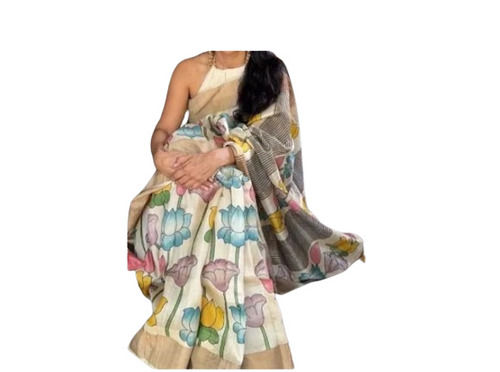 Handpainted Kalamkari Sarees With Blouse Piece