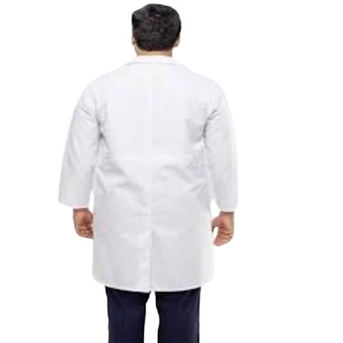 Hospital Staff Uniform - Bamboo and Polyester Fabric, Knee Length, Customized Collar, White Color, Long Sleeve, Male Gender | Lightweight, Breathable, 100% Washable, 1 Waist Pocket, Very Good Quality