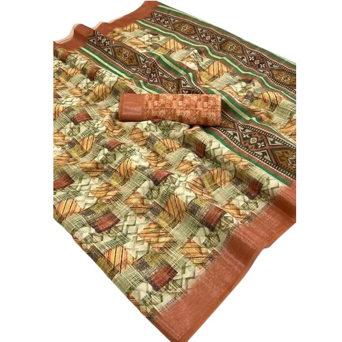 Fancy Border Cotton Saree - Color: Multi Color
