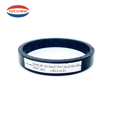 TM-010001 Ceiling Fan Bonded Ferrite Ring Magnets - High Performance Ferrite FA19, OD152.15xID133.5xH24mm, Black, 16 Poles, -30 to 120Â°C