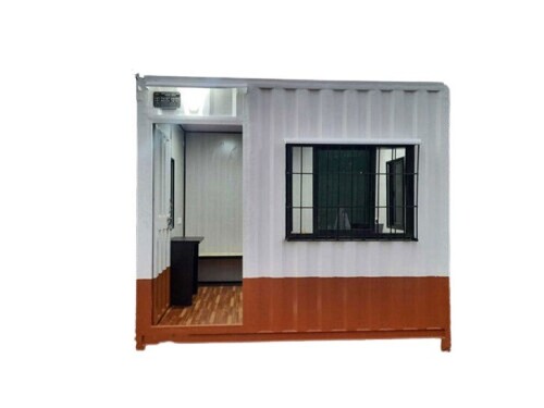 Portable Security Guard Cabin - Color: White And Orange