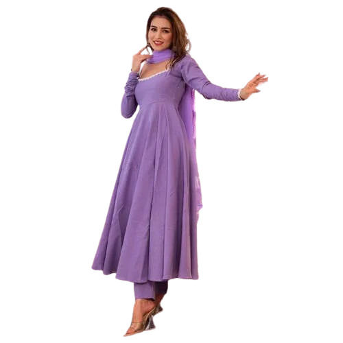 Casual Wear Regular Fit Full Sleeve Readymade Plain Ladies Anarkali Kurtis