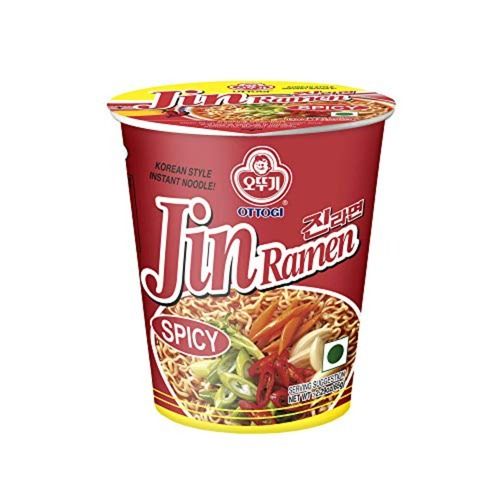 Ottogi Jin Ramen Korean Style Instant Noodles Spicy Flavor 65g Cup (Imported) Cup Noodles