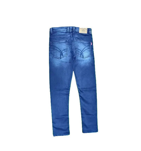 Denim Jeans - Stretchable Regular Fit, Blue Plain Dyed | Button Closure, Zipper Fly, Quick Dry, Machine Washable