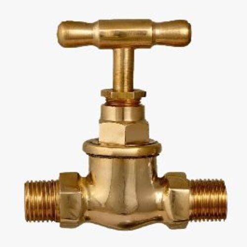 Brass Stop Valve - Premium Grade, Optimum Quality, Metallic Color, 2-Way Design | Blow-Out-Proof for Liquid Control