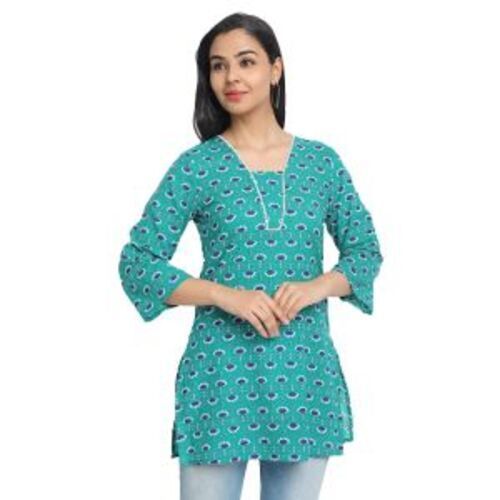 Cotton Short Kurtis Technics  Machine Made