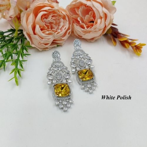 Fancy White Polish Glamorous American Diamond Earring 