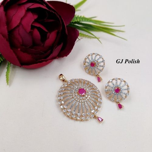 GJ Polish Fancy and Beautiful American Diamond Locket Set