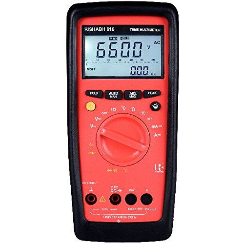 Rishabh 616 Digital Multimeter - Plastic, 4 Digit Display, 10A Current Rating | Yellow and Black, Industrial Use