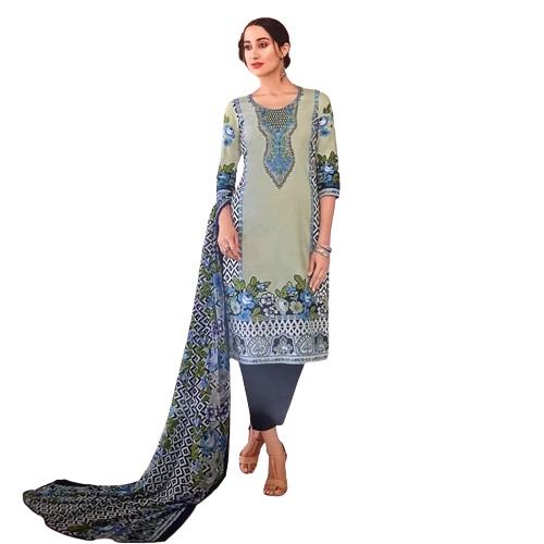 Blue Cotton Printed Suits - Color: All