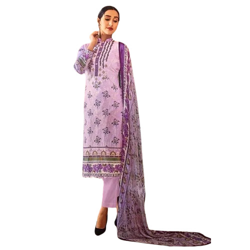 Cotton Embroidered Straight Salwar Suit - 2.80 Mtr Blended Chiffon Dupatta, Breathable and Washable Fabric, 3/4th Sleeve Style, Available in All Colors