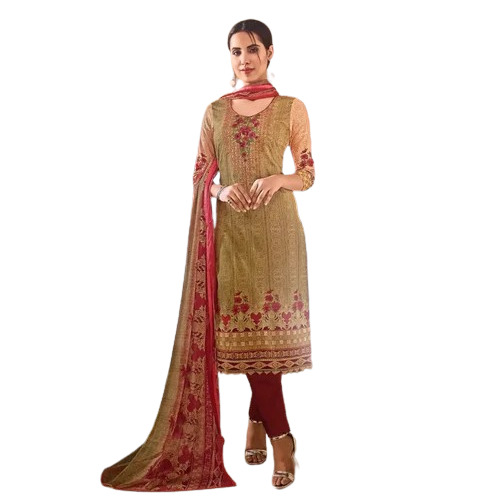 Pure Cotton Printed Embroidered Salwar Suit - 2.80 Mtr Dupatta, Blended Chiffon & 3/4 Sleeve Style | Breathable, Washable, All Colors Available